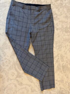 Express Men's Blue-Gray Windowpane Dress Pants
